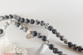 Gray webbed Jasper prayer bead inspired necklace